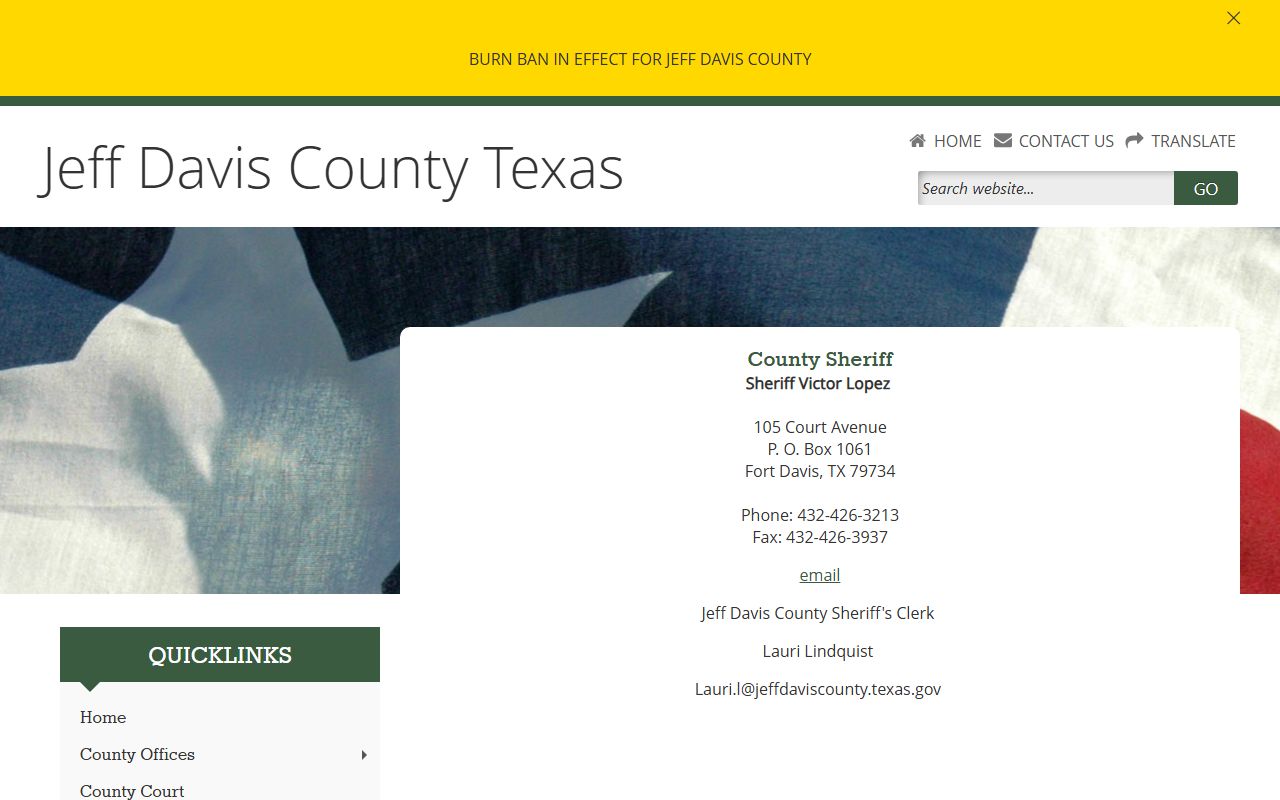 Jeff Davis County inmate population sheriff custody page